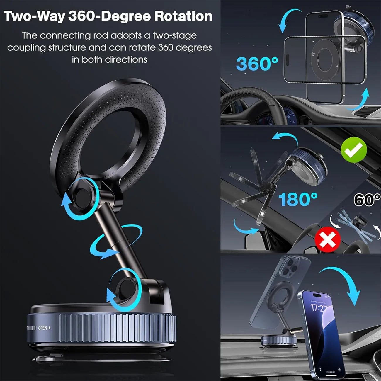 Magnetic Car Phone Mount – 360° Adjustable & Secure Hold