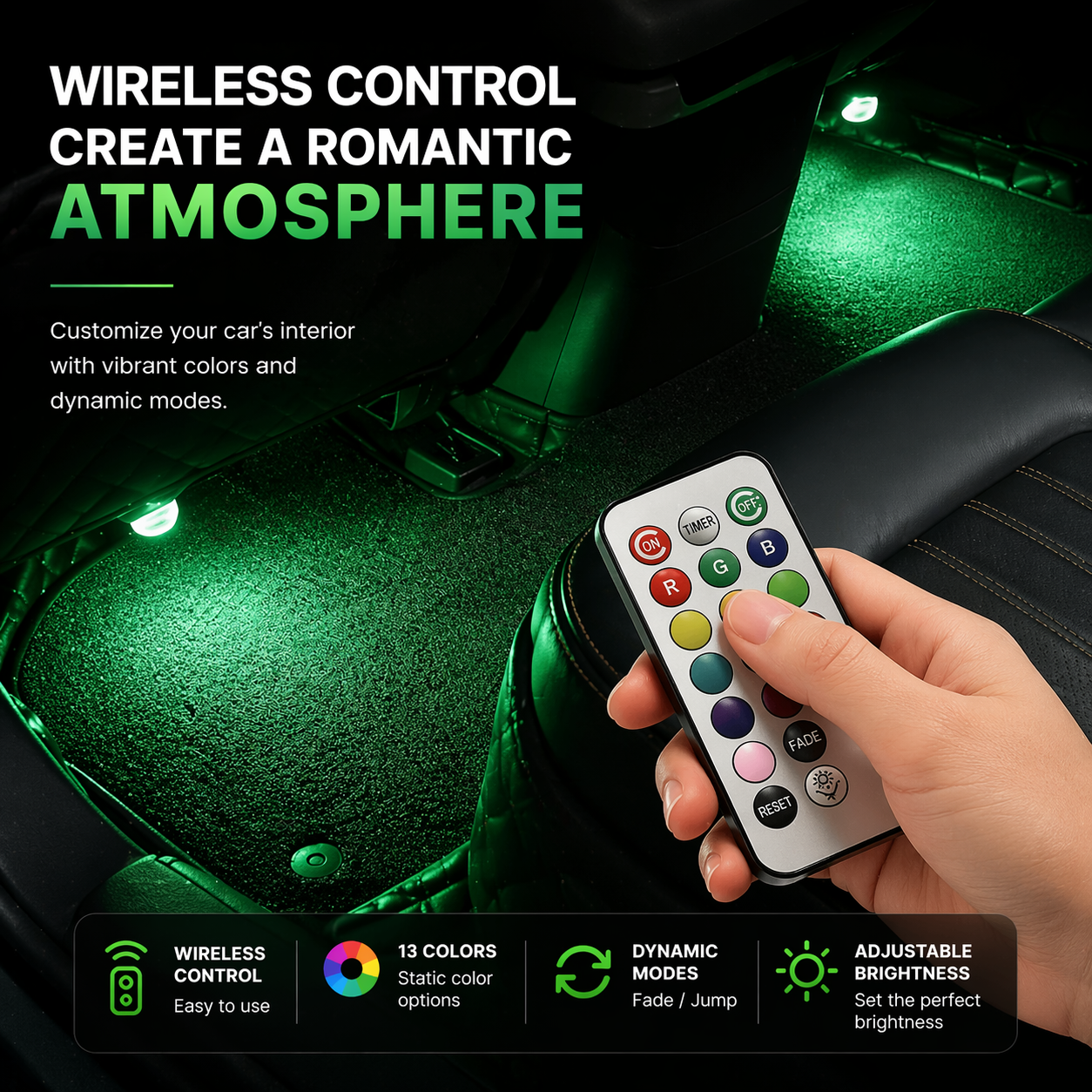 Wireless LED Car Interior Lights – Remote Control Ambient Lighting