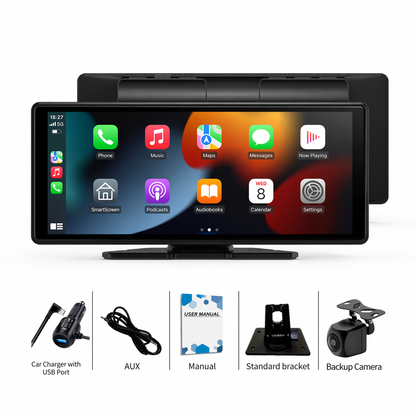 Wireless CarPlay & Android Auto Dashboard Display – Portable Touchscreen GPS & Backup Camera Support