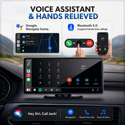 Wireless CarPlay & Android Auto Dashboard Display – Portable Touchscreen GPS & Backup Camera Support