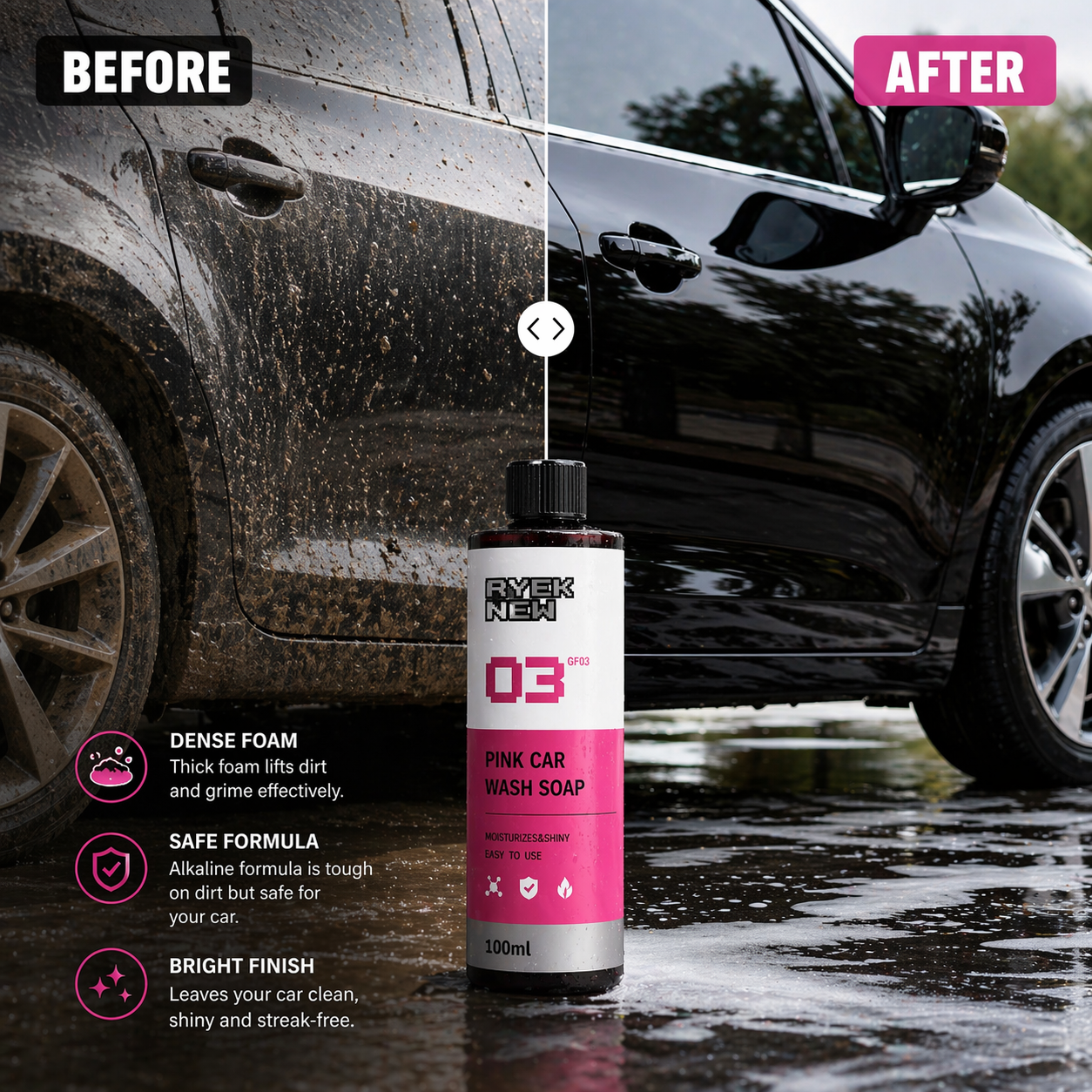 Pink Foam Car Wash Soap – Thick Foam, Scratch-Free Shine