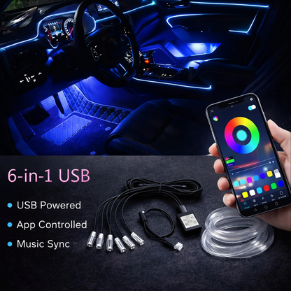 RGB Car Interior LED Light Kit – App Controlled Ambient Lighting