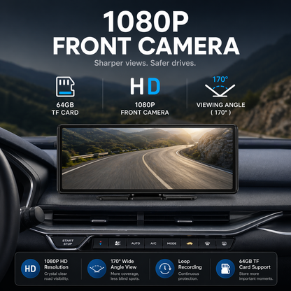Wireless CarPlay & Android Auto Dashboard Display – Portable Touchscreen GPS & Backup Camera Support