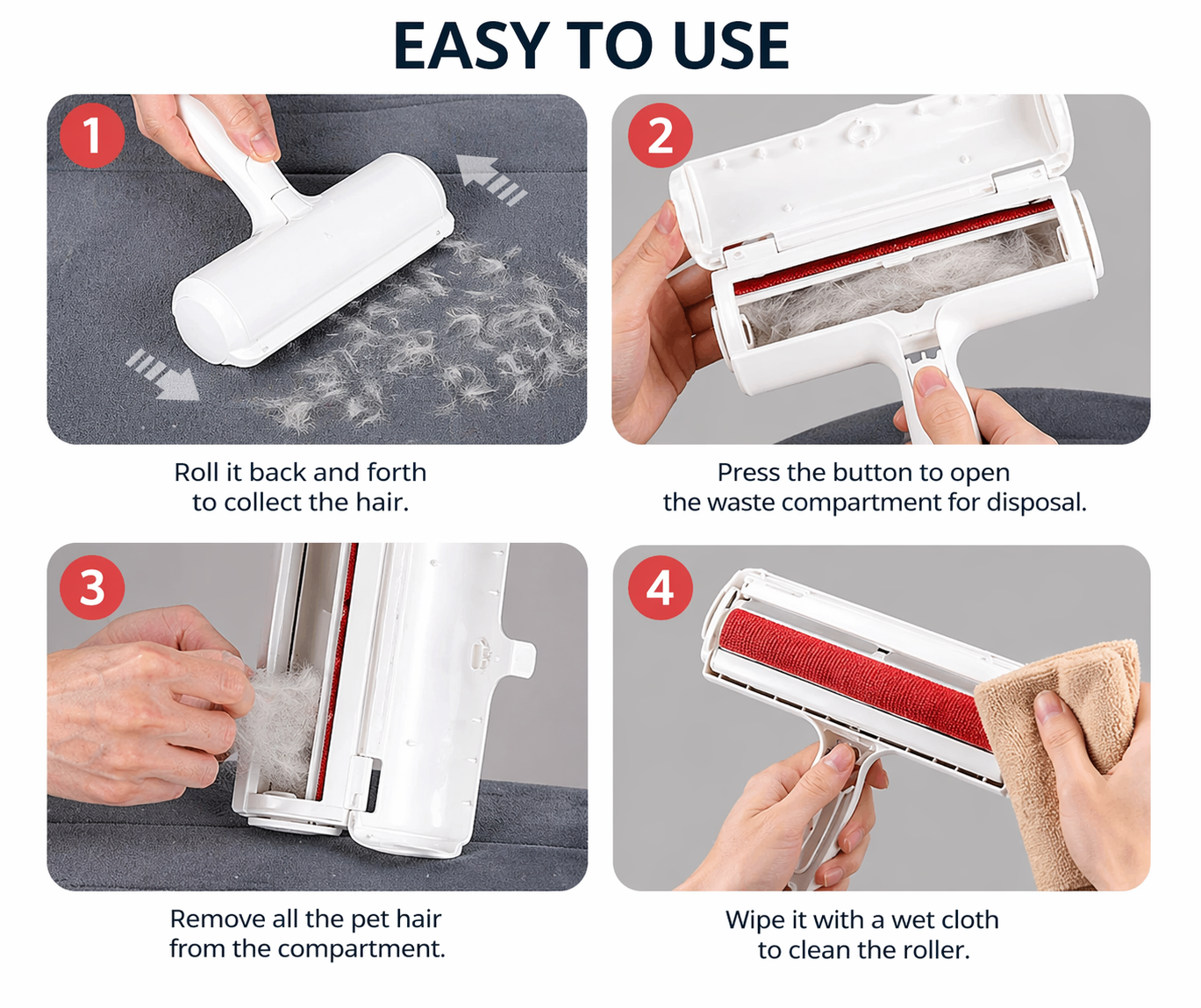 Reusable Pet Hair Remover Roller – No Refills Needed