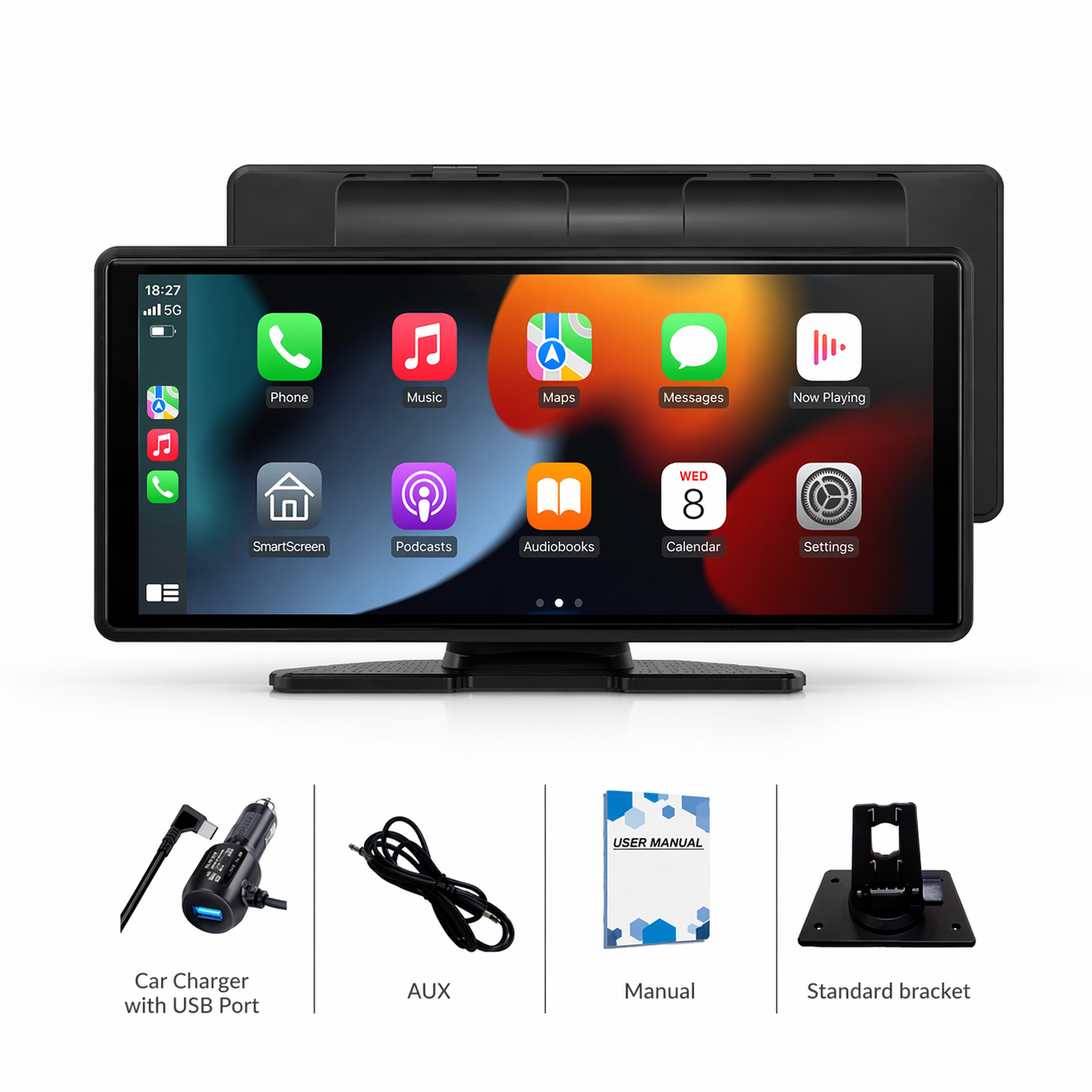 Wireless CarPlay & Android Auto Dashboard Display – Portable Touchscreen GPS & Backup Camera Support