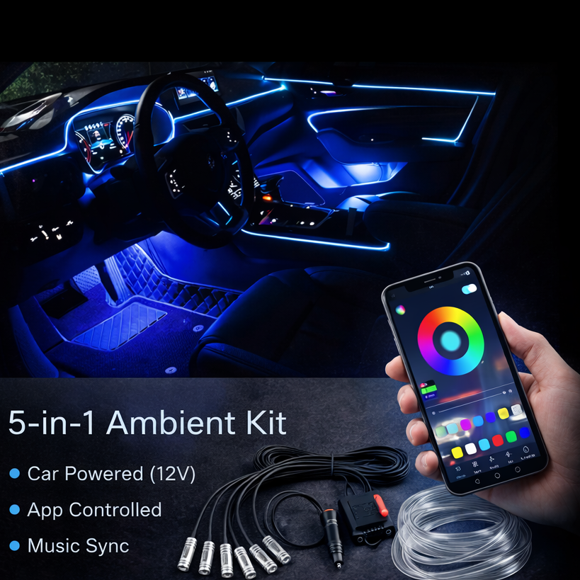 RGB Car Interior LED Light Kit – App Controlled Ambient Lighting