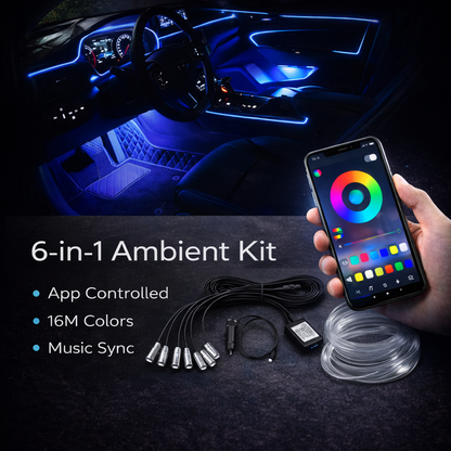 RGB Car Interior LED Light Kit – App Controlled Ambient Lighting